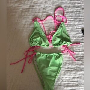 Green and Pink Bikini Set